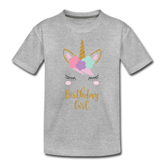 Birthday Girl Unicorn Shirt, Toddler Premium T-Shirt - heather gray