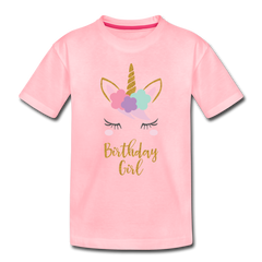 Birthday Girl Unicorn Shirt, Toddler Premium T-Shirt - pink