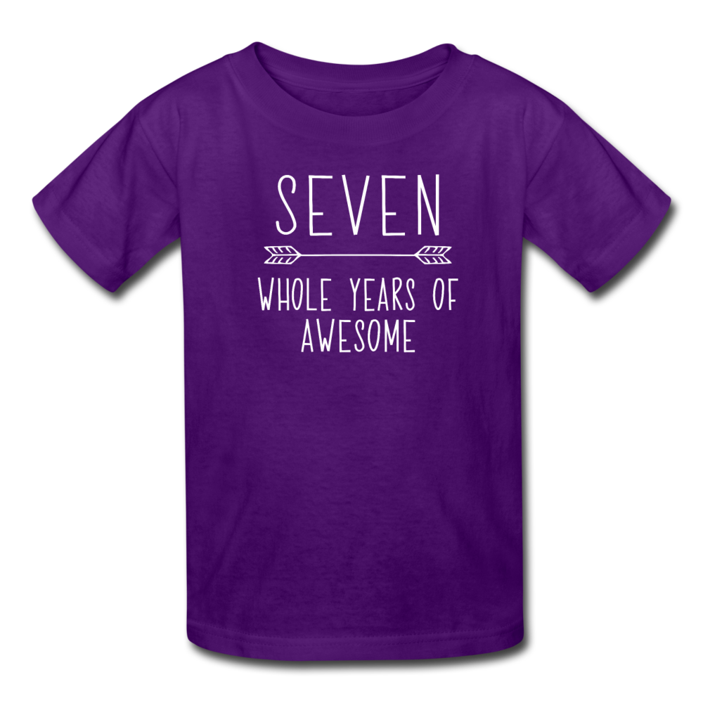 Boy Seven Whole Years of Awesome Birthday Shirt, Kids' T-Shirt Fruit of the Loom - purple