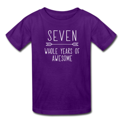 Boy Seven Whole Years of Awesome Birthday Shirt, Kids' T-Shirt Fruit of the Loom - purple