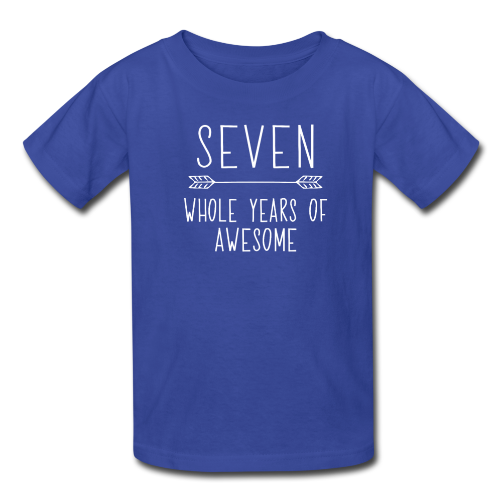 Boy Seven Whole Years of Awesome Birthday Shirt, Kids' T-Shirt Fruit of the Loom - royal blue