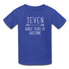 Boy Seven Whole Years of Awesome Birthday Shirt, Kids' T-Shirt Fruit of the Loom - royal blue