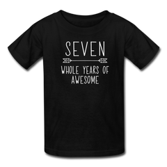 Boy Seven Whole Years of Awesome Birthday Shirt, Kids' T-Shirt Fruit of the Loom - black
