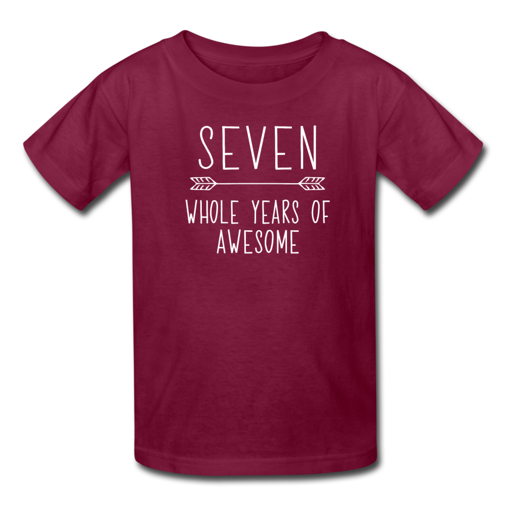 Boy Seven Whole Years of Awesome Birthday Shirt, Kids' T-Shirt Fruit of the Loom - burgundy