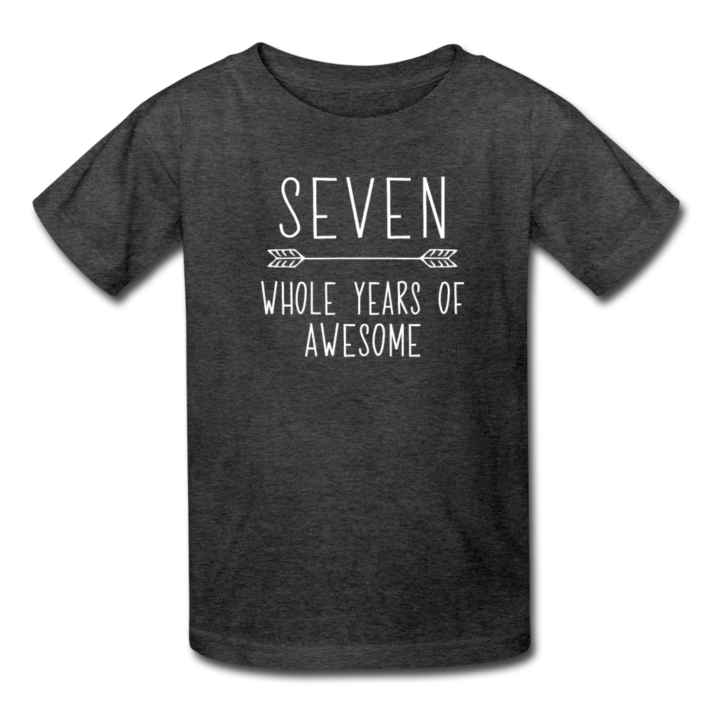 Boy Seven Whole Years of Awesome Birthday Shirt, Kids' T-Shirt Fruit of the Loom - heather black