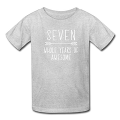 Boy Seven Whole Years of Awesome Birthday Shirt, Kids' T-Shirt Fruit of the Loom - heather gray