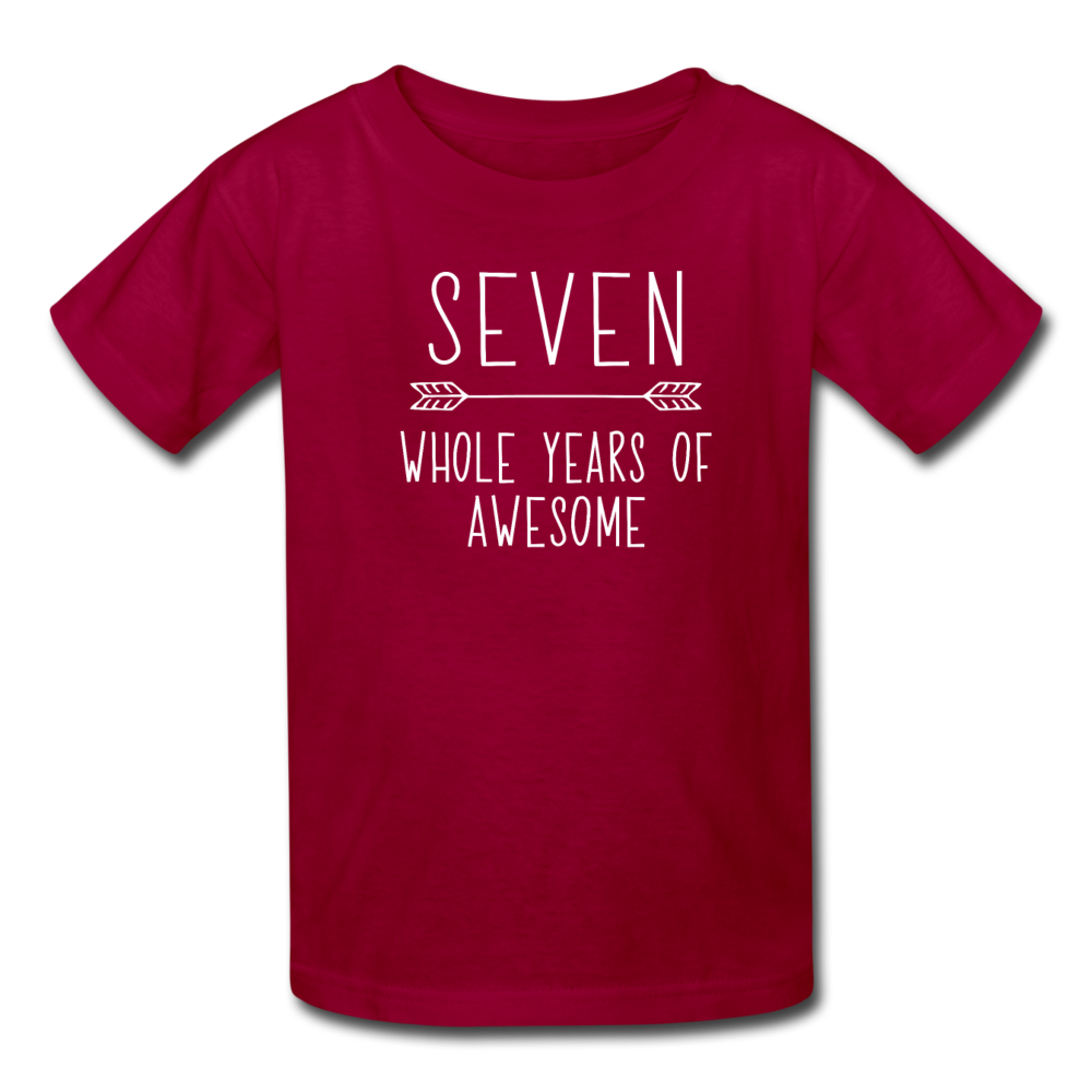 Boy Seven Whole Years of Awesome Birthday Shirt, Kids' T-Shirt Fruit of the Loom - dark red