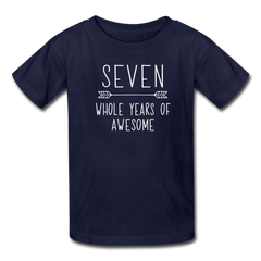 Boy Seven Whole Years of Awesome Birthday Shirt, Kids' T-Shirt Fruit of the Loom - navy