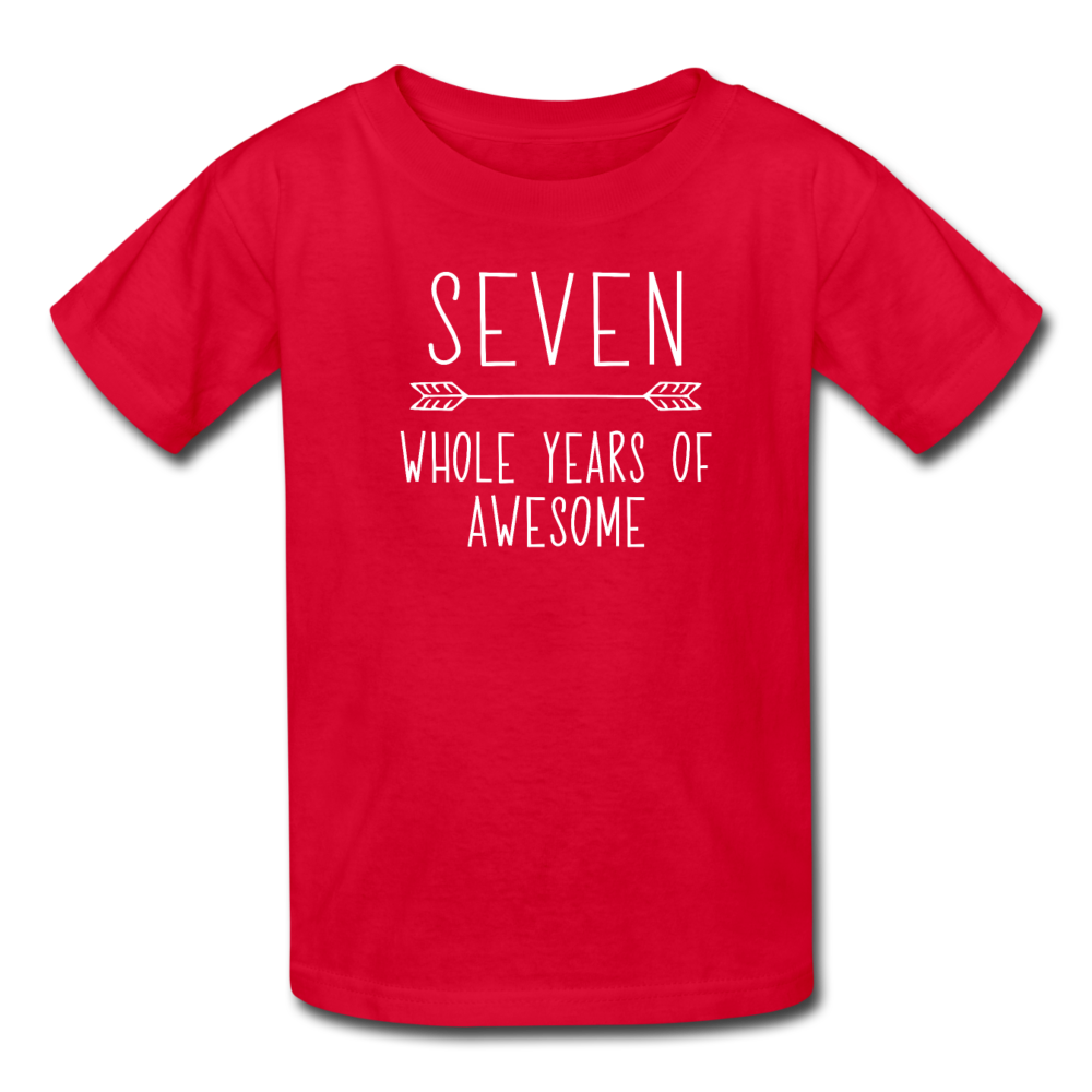 Boy Seven Whole Years of Awesome Birthday Shirt, Kids' T-Shirt Fruit of the Loom - red