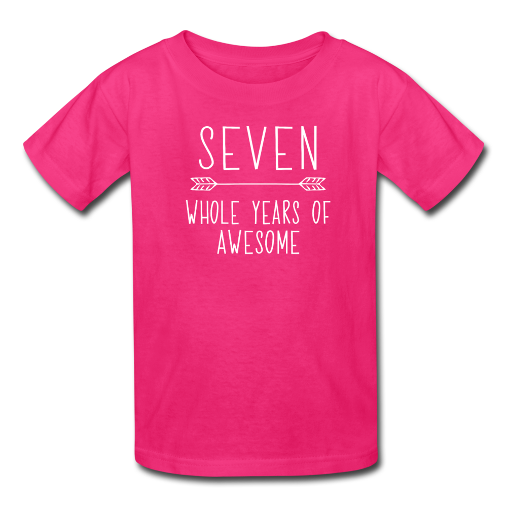Boy Seven Whole Years of Awesome Birthday Shirt, Kids' T-Shirt Fruit of the Loom - fuchsia