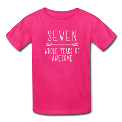 Boy Seven Whole Years of Awesome Birthday Shirt, Kids' T-Shirt Fruit of the Loom - fuchsia