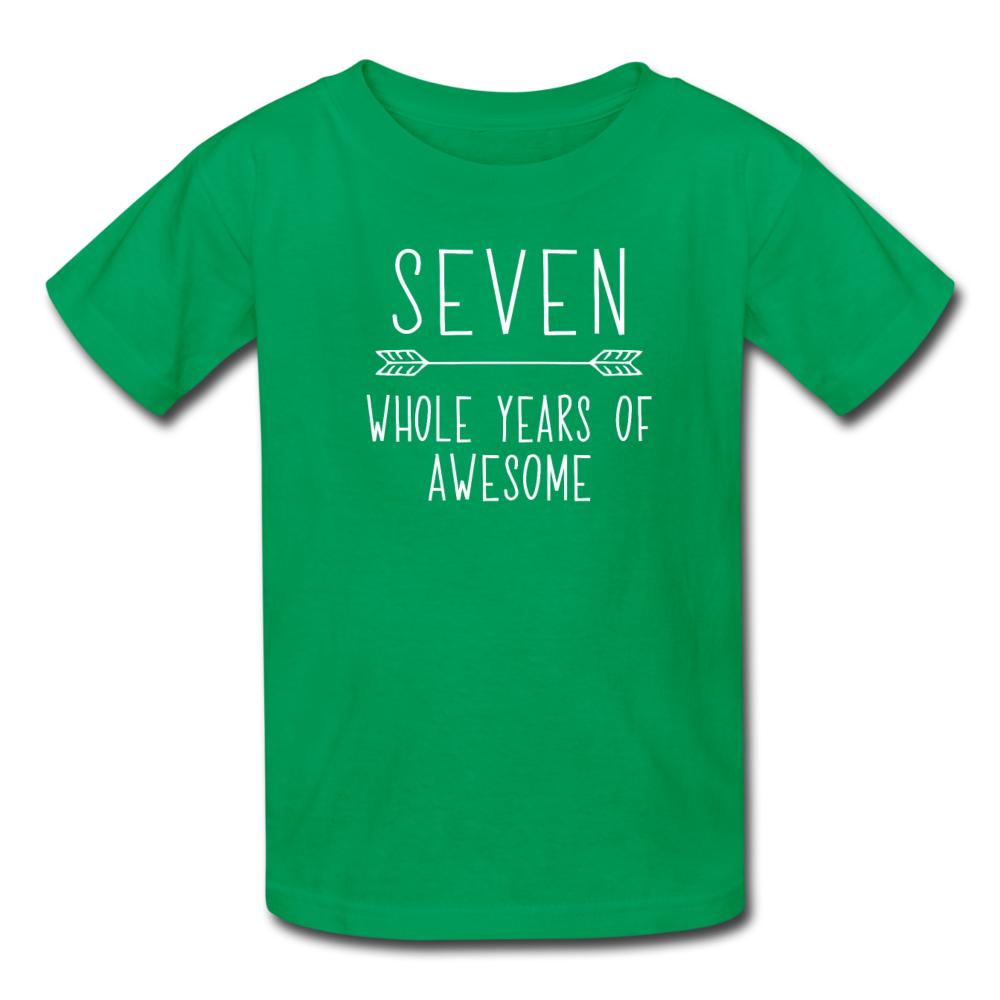 Boy Seven Whole Years of Awesome Birthday Shirt, Kids' T-Shirt Fruit of the Loom - kelly green