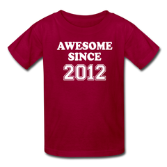 Awesome Since 2012 Birthday Shirt, Kids' T-Shirt Fruit of the Loom - dark red