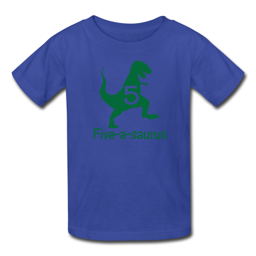 Boys Fifth Birthday Dinosaur Shirt, Five-A-Saurus, Kids' T-Shirt Fruit of the Loom - royal blue