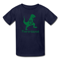 Boys Fifth Birthday Dinosaur Shirt, Five-A-Saurus, Kids' T-Shirt Fruit of the Loom - navy