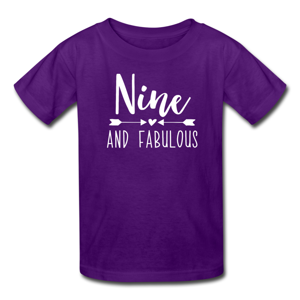 Nine and Fabulous, Girl 9th Birthday Shirt, Kids' T-Shirt Fruit of the Loom - purple