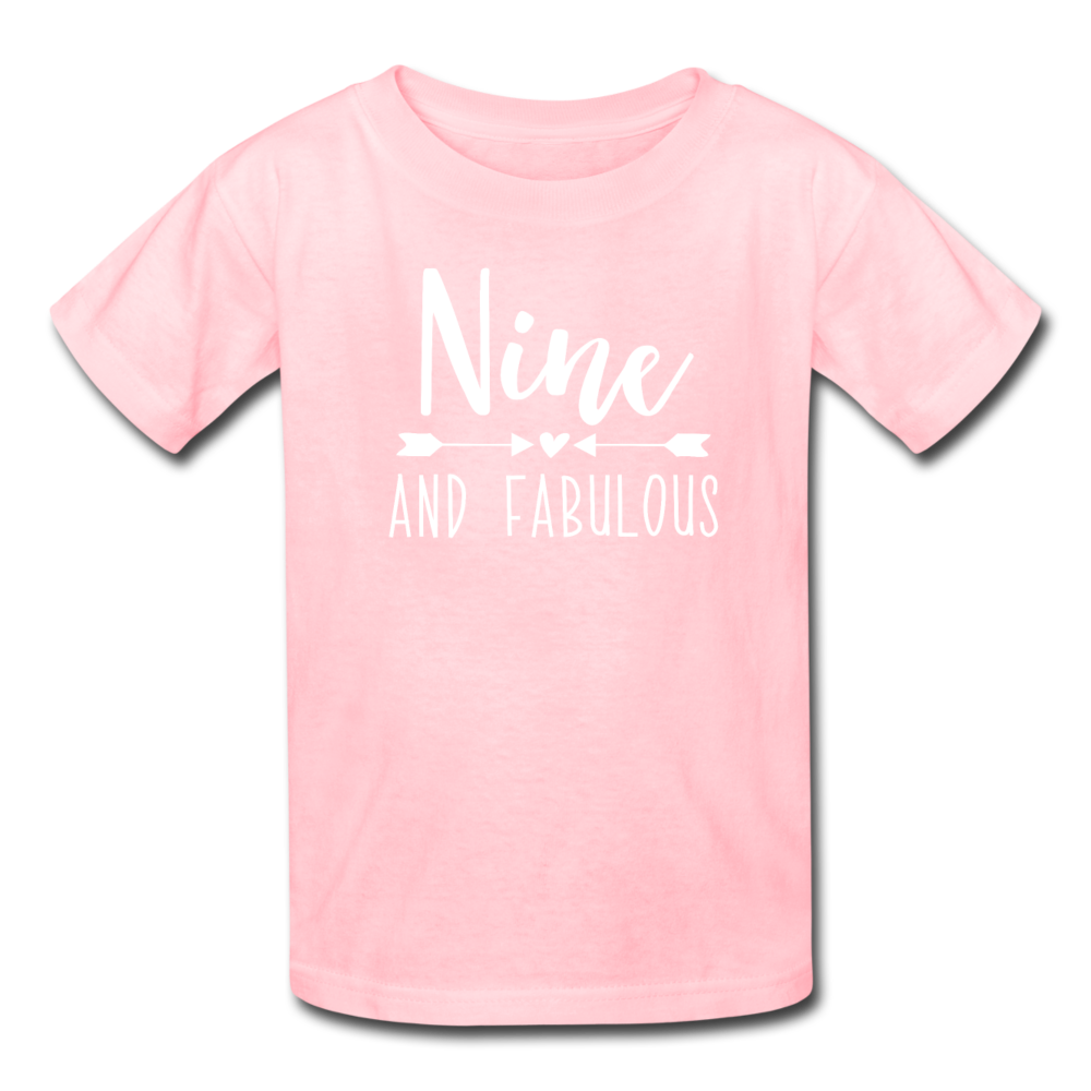 Nine and Fabulous, Girl 9th Birthday Shirt, Kids' T-Shirt Fruit of the Loom - pink