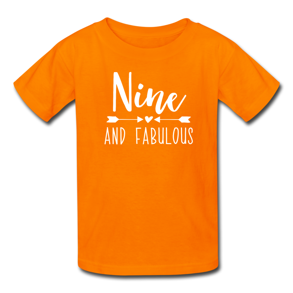 Nine and Fabulous, Girl 9th Birthday Shirt, Kids' T-Shirt Fruit of the Loom - orange