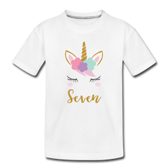 Birthday Girl Unicorn Shirt, 7th Birthday, Kids' Premium T-Shirt - white