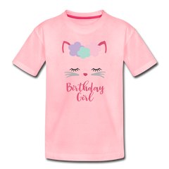 Kitty Cat Birthday Girl Shirt, Toddler Premium T-Shirt - pink