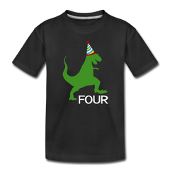 Boy 4th Birthday Dinosaur Shirt, Toddler Premium T-Shirt - black