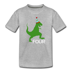 Boy 4th Birthday Dinosaur Shirt, Toddler Premium T-Shirt - heather gray