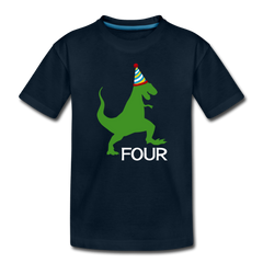Boy 4th Birthday Dinosaur Shirt, Toddler Premium T-Shirt - deep navy