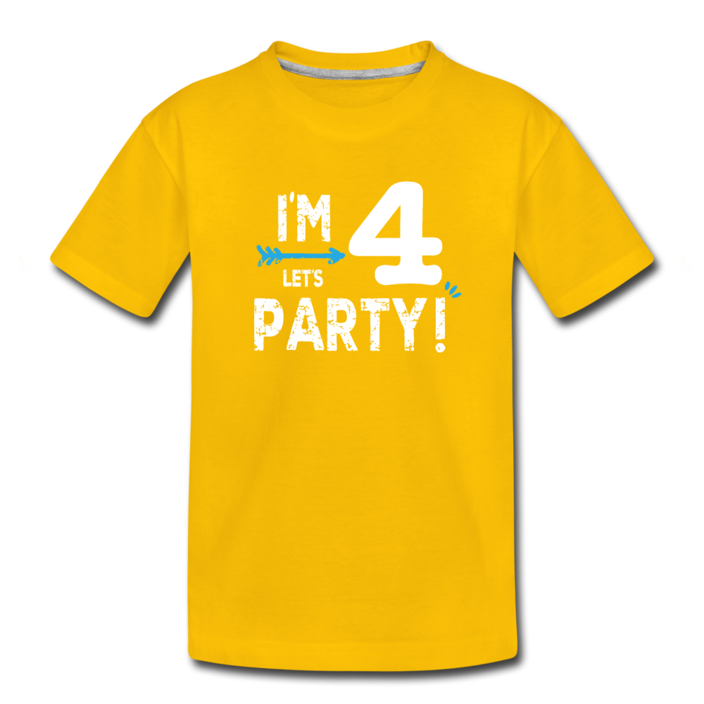 Boys I'm 4 Lets Party 4th Birthday Shirt, Toddler Premium T-Shirt - sun yellow