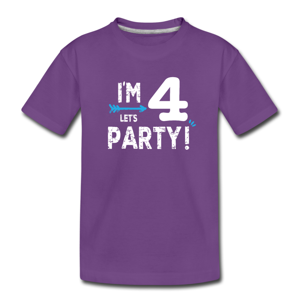 Boys I'm 4 Lets Party 4th Birthday Shirt, Toddler Premium T-Shirt - purple