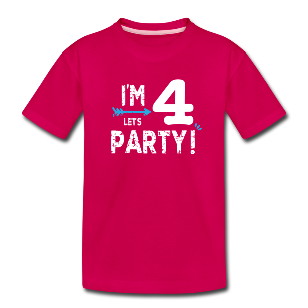 Boys I'm 4 Lets Party 4th Birthday Shirt, Toddler Premium T-Shirt - dark pink