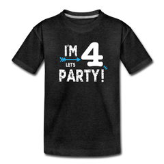 Boys I'm 4 Lets Party 4th Birthday Shirt, Toddler Premium T-Shirt - charcoal gray