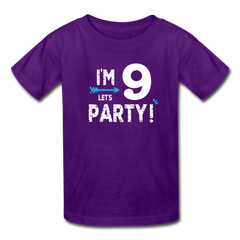 Boy 9th Birthday Shirt, I'm Nine Lets Party Kids' T-Shirt Fruit of the Loom - purple