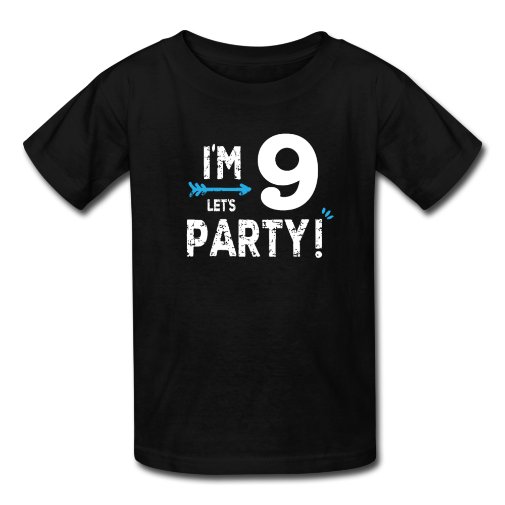 Boy 9th Birthday Shirt, I'm Nine Lets Party Kids' T-Shirt Fruit of the Loom - black