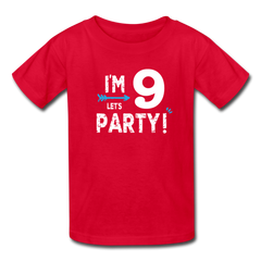 Boy 9th Birthday Shirt, I'm Nine Lets Party Kids' T-Shirt Fruit of the Loom - red