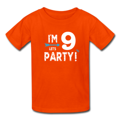 Boy 9th Birthday Shirt, I'm Nine Lets Party Kids' T-Shirt Fruit of the Loom - orange