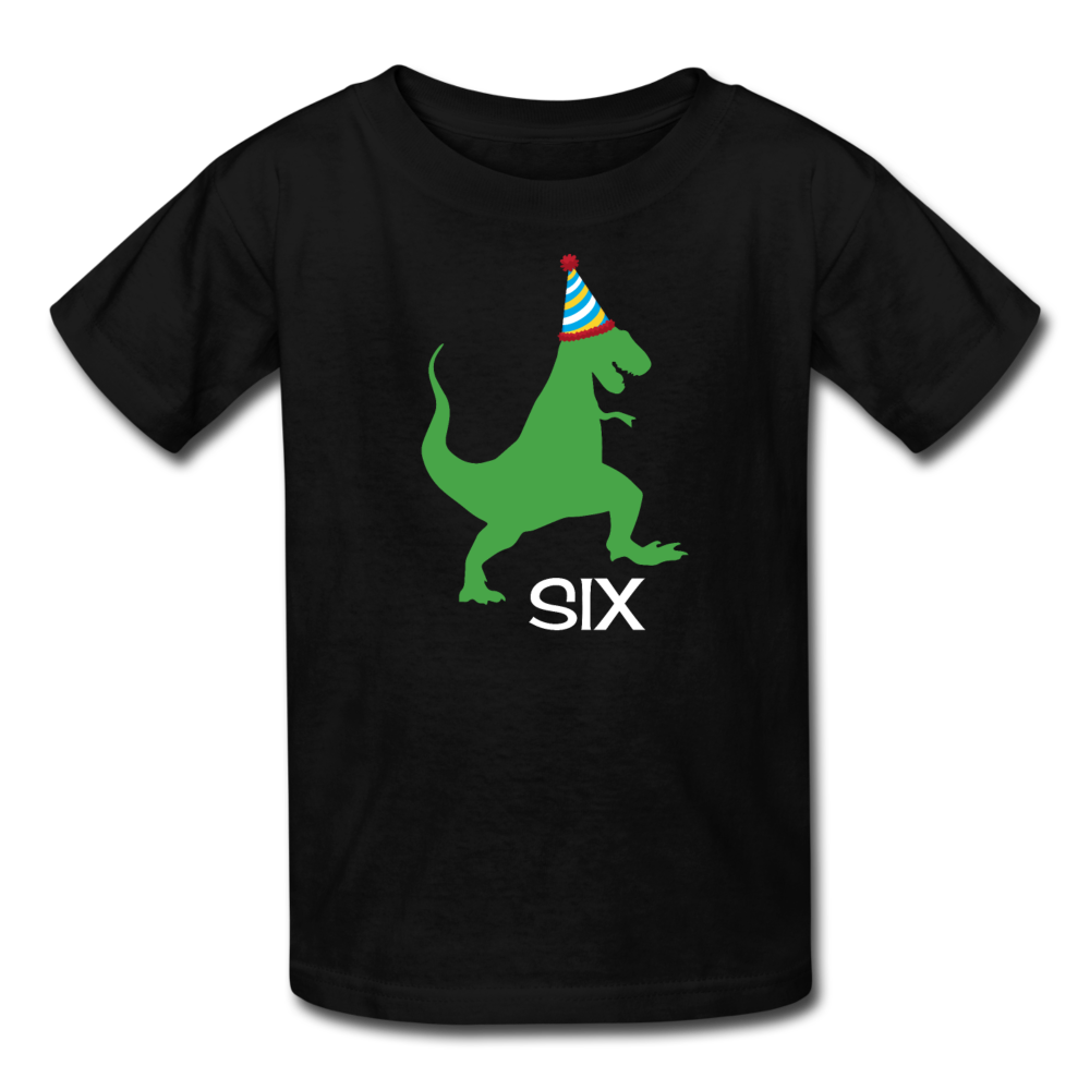 Sixth Birthday Boy Shirt, Dinosaur 6th Birthday T-Shirt, Kids Fruit of the Loom Shirt - black