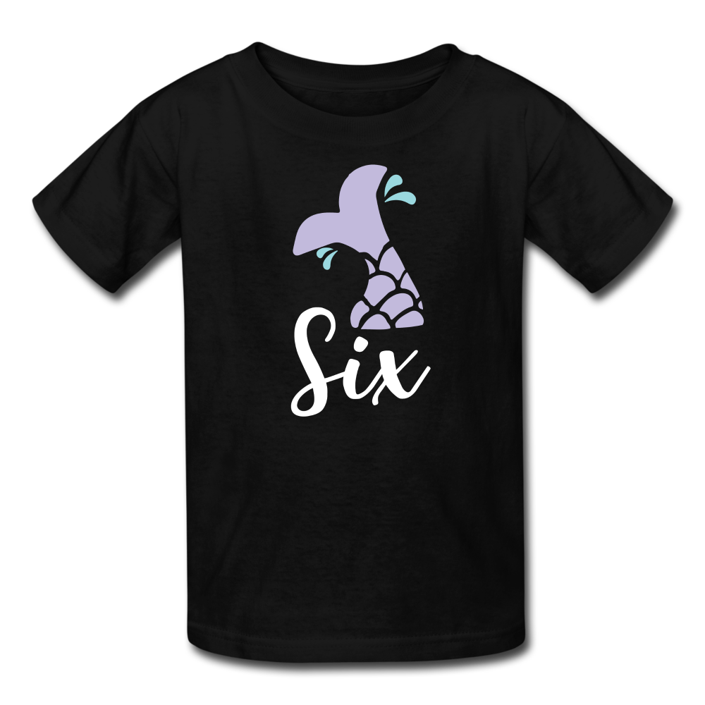 Girl Mermaid Tail 6th Birthday Shirt, Kids' T-Shirt Fruit of the Loom - black