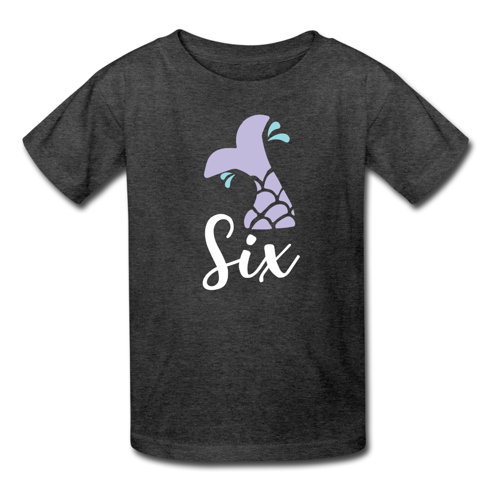 Girl Mermaid Tail 6th Birthday Shirt, Kids' T-Shirt Fruit of the Loom - heather black