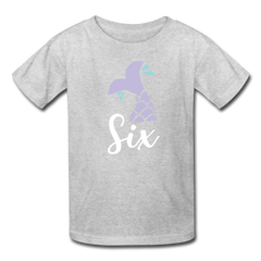 Girl Mermaid Tail 6th Birthday Shirt, Kids' T-Shirt Fruit of the Loom - heather gray