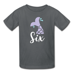 Girl Mermaid Tail 6th Birthday Shirt, Kids' T-Shirt Fruit of the Loom - charcoal