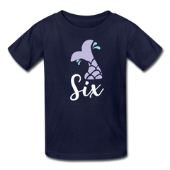 Girl Mermaid Tail 6th Birthday Shirt, Kids' T-Shirt Fruit of the Loom - navy