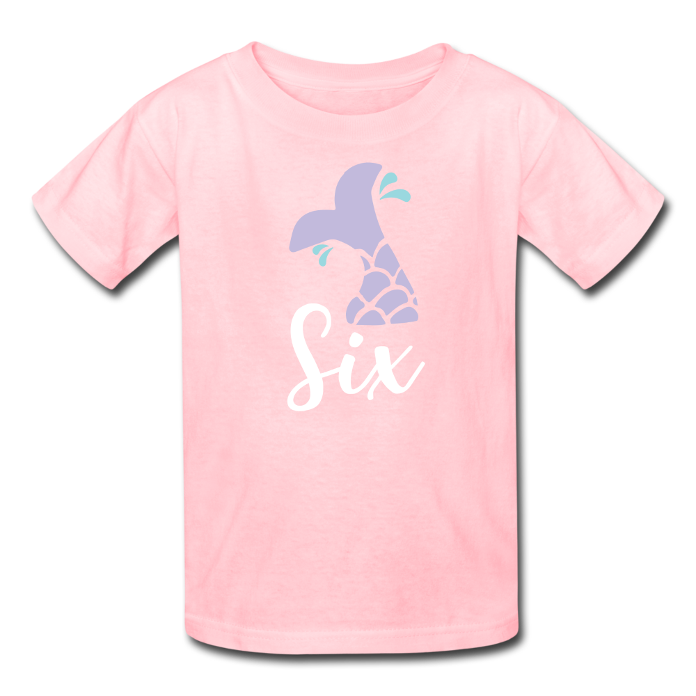 Girl Mermaid Tail 6th Birthday Shirt, Kids' T-Shirt Fruit of the Loom - pink