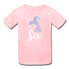 Girl Mermaid Tail 6th Birthday Shirt, Kids' T-Shirt Fruit of the Loom - pink