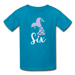 Girl Mermaid Tail 6th Birthday Shirt, Kids' T-Shirt Fruit of the Loom - turquoise
