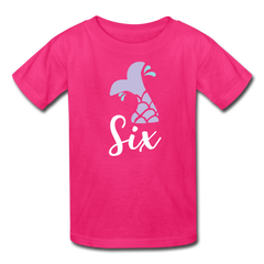Girl Mermaid Tail 6th Birthday Shirt, Kids' T-Shirt Fruit of the Loom - fuchsia