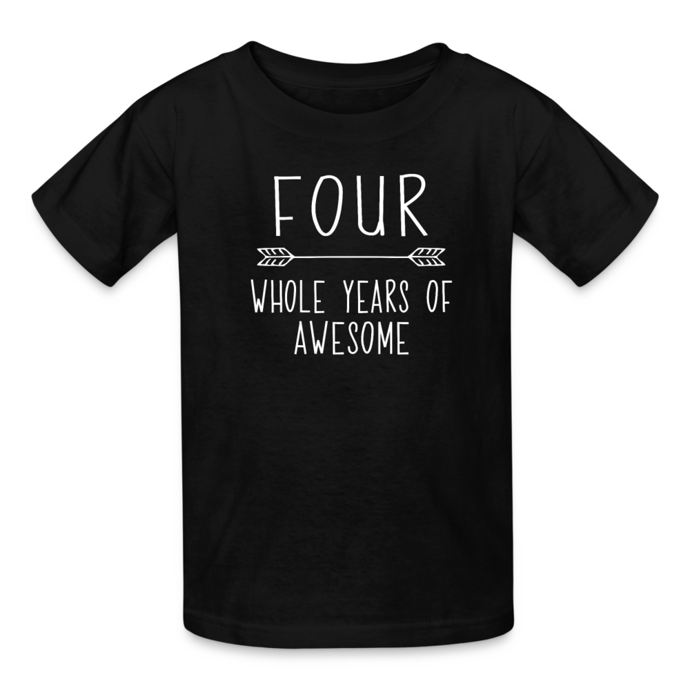 Boy 4th Birthday Shirt, 4 Whole Years of Awesome, Kids' T-Shirt Fruit of the Loom - black