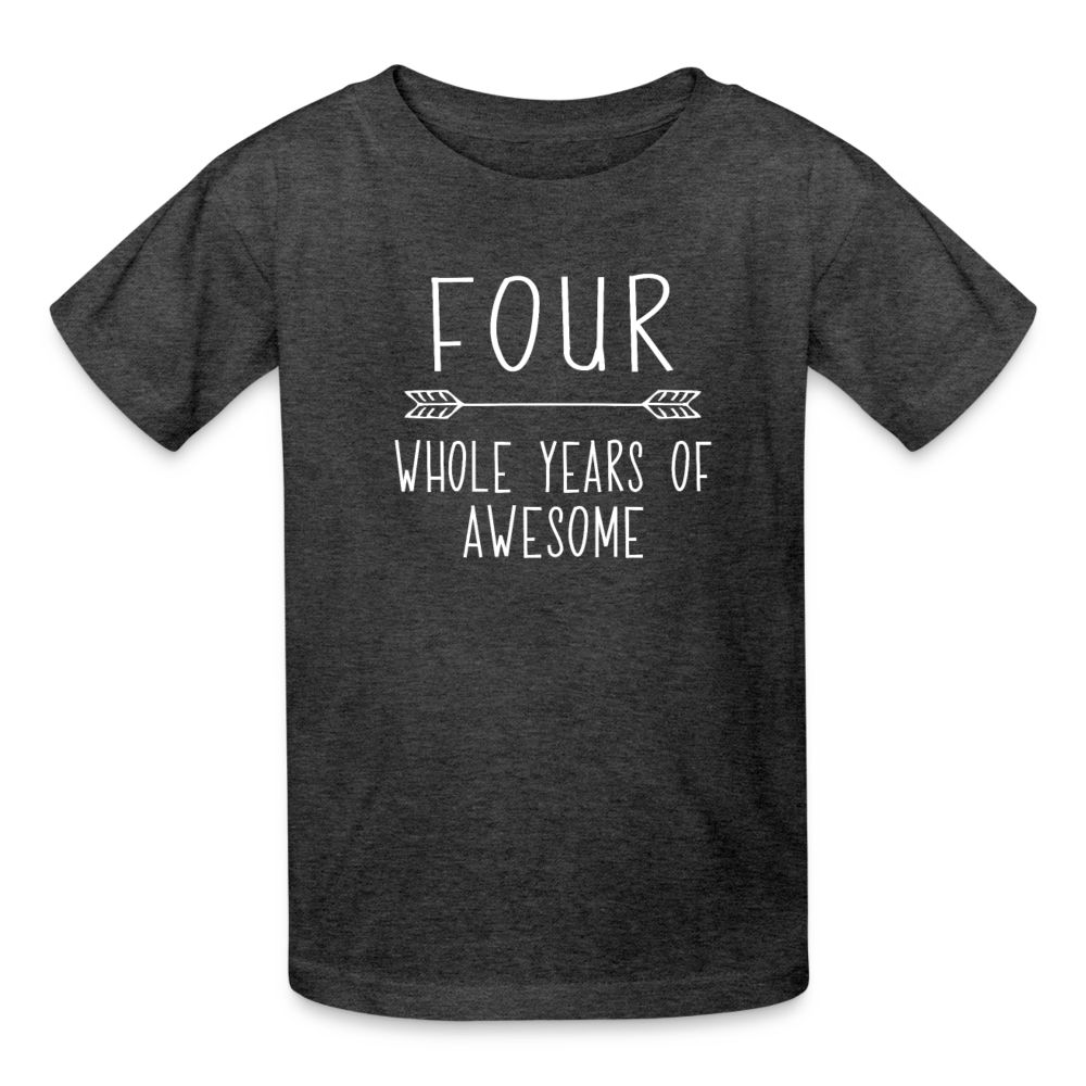 Boy 4th Birthday Shirt, 4 Whole Years of Awesome, Kids' T-Shirt Fruit of the Loom - heather black