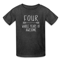 Boy 4th Birthday Shirt, 4 Whole Years of Awesome, Kids' T-Shirt Fruit of the Loom - heather black