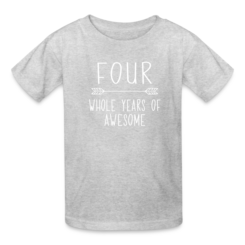 Boy 4th Birthday Shirt, 4 Whole Years of Awesome, Kids' T-Shirt Fruit of the Loom - heather gray