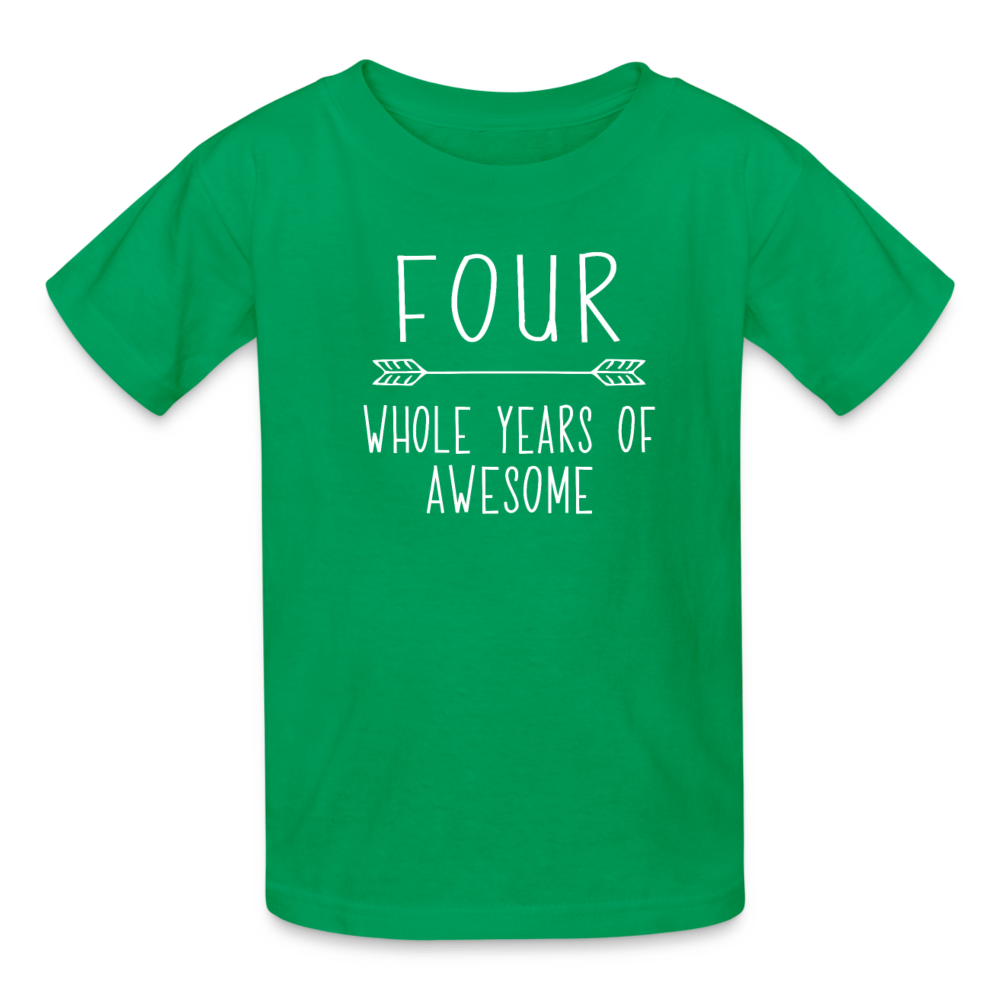 Boy 4th Birthday Shirt, 4 Whole Years of Awesome, Kids' T-Shirt Fruit of the Loom - kelly green